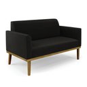Ver imagem 3 de Sofá Namoradeira com 2 Poltronas Base de Madeira Fixa Castanho Marisa Suede D03 - D'Rossi Preto