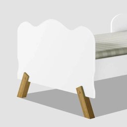 Cama juvenil infantil com pés em madeira e barras onduladas Angel branca - 3