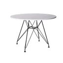 Ver imagem 2 de Conjunto Mesa Jantar Eames Redonda Branca 110cm Com 4 Cadeira Pretas Base Ferro Preto