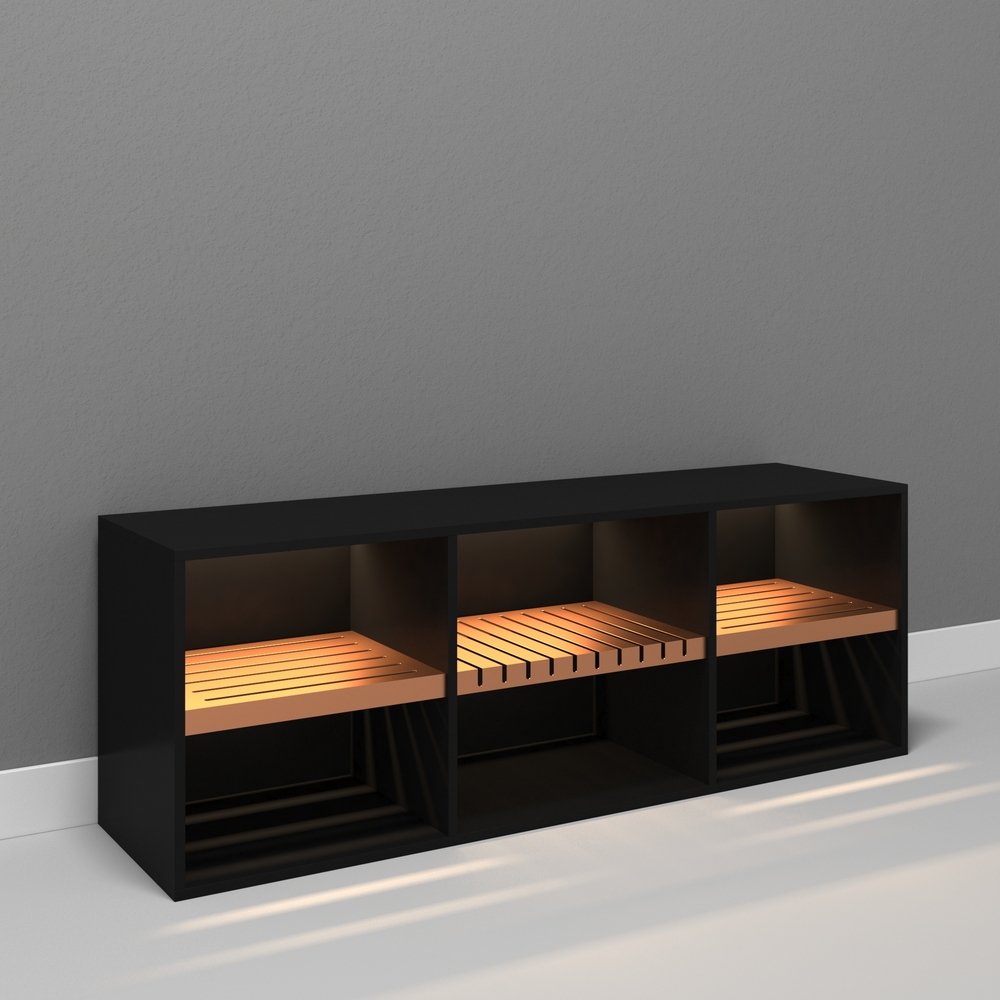 Rack Estilo Escandinavo Sala Industrial Preto com Cobre com Led Incluso - 7