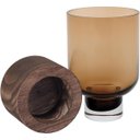 Ver imagem 4 de Vaso Mondello Decorativo Cachepô Enfeite 18x10x10cm Vidro Âmbar Base Madeira