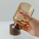 Ver imagem 7 de Vaso Mondello Decorativo Cachepô Enfeite 18x10x10cm Vidro Âmbar Base Madeira