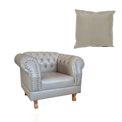 Uma Poltrona Chesterfield Duque + Uma Almofada Corano Bege Sala de Estar/recepção