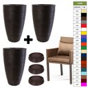 Ver imagem 1 de Kit 3 Vaso Planta + Prato 65x40 Oval Moderno Polietileno BGPLASTICOS CINZA CIMENTO 004