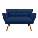 Ver imagem 2 de Kit Namoradeira e 01 Poltronas Anitta Suede Pés Palito - D'Rossi - Azul Marinho