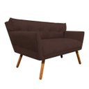 Ver imagem 4 de Kit Namoradeira e 01 Poltronas Anitta Suede Pés Palito - D'Rossi - Marrom