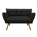 Ver imagem 2 de Kit Namoradeira e 01 Poltronas Anitta Suede Pés Palito - D'Rossi - Preto