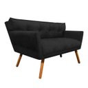Ver imagem 4 de Kit Namoradeira e 01 Poltronas Anitta Suede Pés Palito - D'Rossi - Preto