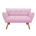Ver imagem 2 de Kit Namoradeira e 01 Poltronas Anitta Suede Pés Palito - D'Rossi - Rosa Bebê