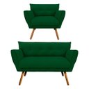 Ver imagem 1 de Kit Namoradeira e 01 Poltronas Anitta Suede Pés Palito - D'Rossi - Verde