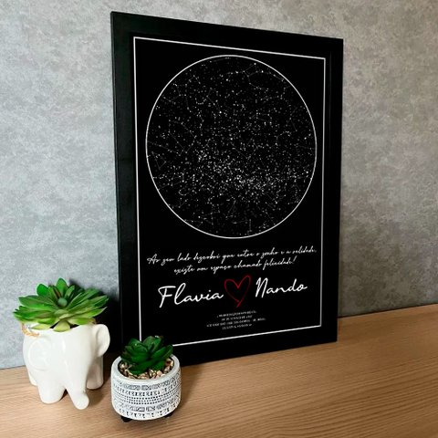 Quadro Mapa Das Estrelas em Moldura Caixa Tacolado Papel de Parede Moldura Caixa 3cm M