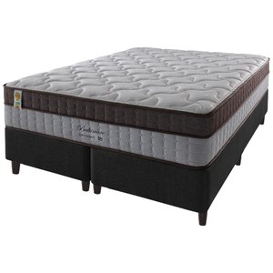 Cama Box King Preto + Colchão Molas Ensacadas Suporte 200 Kg Baltimore 193x203x70cm