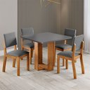 Ver imagem 2 de Mesa de Jantar 4 Lugares Grazia Mel/Cinza - Viero Móveis