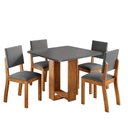 Ver imagem 1 de Mesa de Jantar 4 Lugares Grazia Mel/Cinza - Viero Móveis
