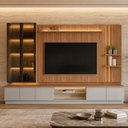 Ver imagem 4 de Rack para Sala com Painel para TV 75 pol Cristaleira LED 335cm Noble L05 Canela Gris Fosco - Lyam de