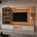 Ver imagem 1 de Rack para Sala com Painel para TV 75 pol Cristaleira LED 335cm Noble L05 Canela Gris Fosco - Lyam de
