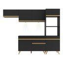 Ver imagem 7 de Armário de Cozinha Compacta 252cm com Leds Veneza Up Multimóveis V2015 Preto/dourado