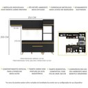 Ver imagem 4 de Armário de Cozinha Compacta 252cm com Leds Veneza Up Multimóveis V2015 Preto/dourado