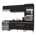 Ver imagem 1 de Armário de Cozinha Compacta 252cm com Leds Veneza Up Multimóveis V2015 Preto/dourado