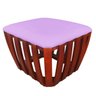 Puff Tamborim Centro Corino Base Madeira - Lilás - 1