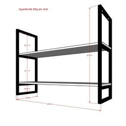 Prateleira Industrial Suspensa Teto Cozinha pratileira prateleira mdf nicho industrial nichos para - 5