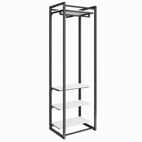 Conjunto Estante Com Prateleira De Cremalheira Central Com 4 prateleiras e 1 cabideiro 64 cm Comac -
