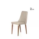Ver imagem 2 de Conjunto de 2 Cadeiras Lara - Natural C/ Pu Off White - Champanhe