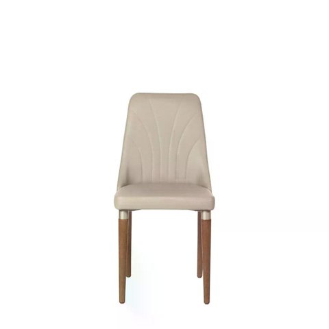Conjunto de 2 Cadeiras Lara - Natural C/ Pu Off White - Champanhe