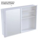 Ver imagem 7 de Armário Banheiro Espelheira Sobrepor e Embutir Branco | 46,5x9,5x32cm | 01 Porta | Astra