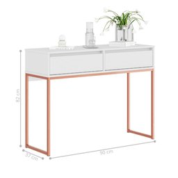 Aparador Buffet Rio 2 Gavetas para Sala 90 Cm Branco Cobre - 4