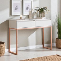 Aparador Buffet Rio 2 Gavetas para Sala 90 Cm Branco Cobre - 1