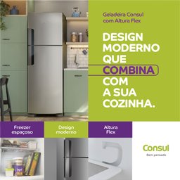 Geladeira Consul Frost Free Duplex 386 litros com Altura Flex cor  Inox  CRM44AK 220V - 12