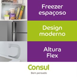 Geladeira Consul Frost Free Duplex 386 litros com Altura Flex cor  Inox  CRM44AK 220V - 14