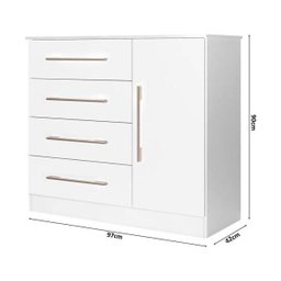 Cômoda com 4 Gavetas e sapateira Malibu New Branco - 4