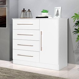 Cômoda com 4 Gavetas e sapateira Malibu New Branco - 1