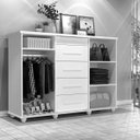 Ver imagem 3 de Cômoda com 5 Gavetas sapateira cabideiro e portas de correr Imperial Itauba