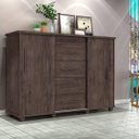 Ver imagem 1 de Cômoda com 5 Gavetas sapateira cabideiro e portas de correr Imperial Itauba