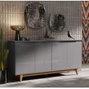 Ver imagem 1 de Aparador Buffet Sala Flow 4 Portas com Pés de Madeira - Rede Móveis