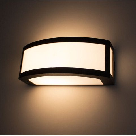 Arandela Policarbonato Maresia Grande 29cm Preta + led 12w branco quente St1612