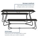 Ver mais imagens de Conjunto de Mesa Retangular com 2 Bancos Retrô para Área Gourmet 180x90cm Varetas Preto