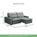 Ver imagem 4 de Sofá Retrátil e Reclinável 2 Lugares 2,20m Andreza Veludo Lansofbr Cinza