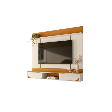 Painel Home Suspenso Aura Cinamomo e Off White para Tv até 65 com Bancada 1,82m Liberty Móveis