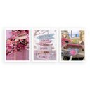 Ver imagem 2 de Kit 3 Quadros Femininos Fashion Rosa Cidades 33x24cm - com vidro:Madeira branca