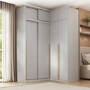 Ver imagem 1 de Guarda Roupa Planejado de Canto 4 Peças 8 Portas com 4 Portas de Correr Jade CabeCasa MadeiraOriginals Cinza/Urbano