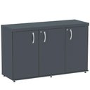 Ver imagem 1 de Armário Baixo Credenza PE40 Pandin 121,50 cm (largura) em MDP Cor Grafito com Três Portas