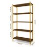 Estante Industrial 5 Prateleiras 90 cm Imbuia Dourado Garen Steel Mobile - 4