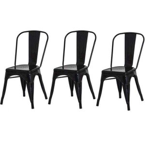 Kit 3 Cadeiras Tolix Iron Industrial Preta