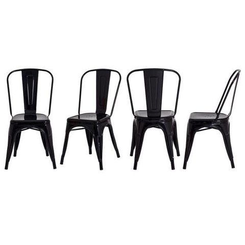 Kit 4 Cadeiras Tolix Iron Industrial Preta