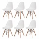 Ver imagem 1 de Kit 6 Cadeiras Charles Eames Eames Eiffel Branco Base Madeira
