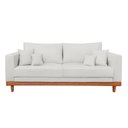 Ver imagem 4 de Kit 2 Poltronas Living + Sofá 2 Lugares Base Madeira Linho Bege